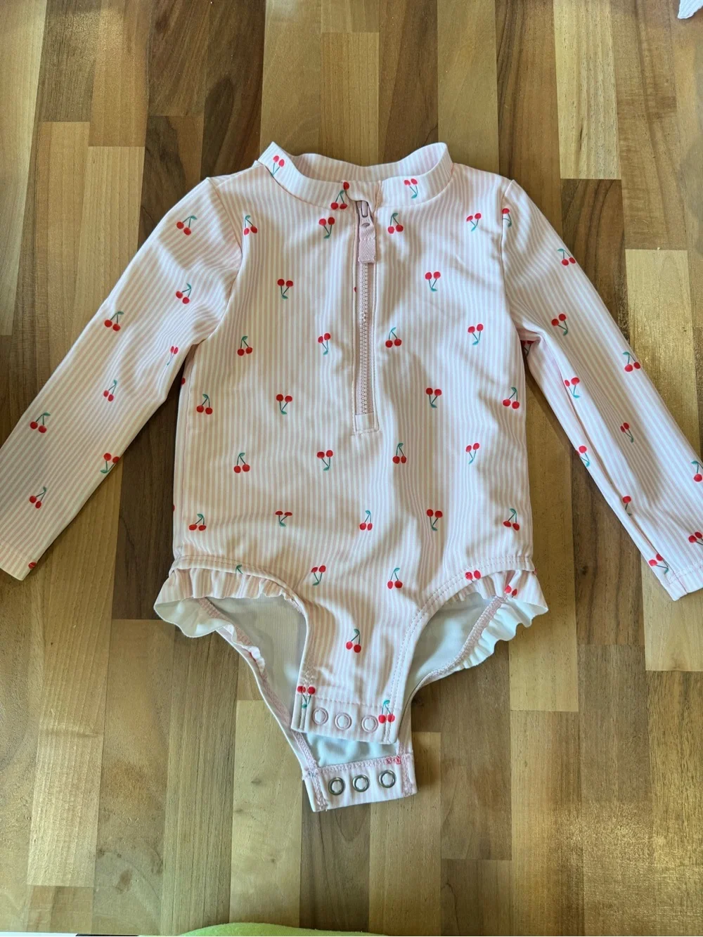 Carter's Pink Cherry Print Long Sleeve One-Piece Swimsuit